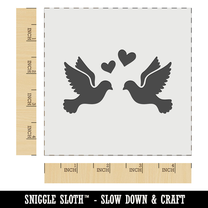 Two Love Doves Wedding Hearts Birds Wall Cookie DIY Craft Reusable Stencil