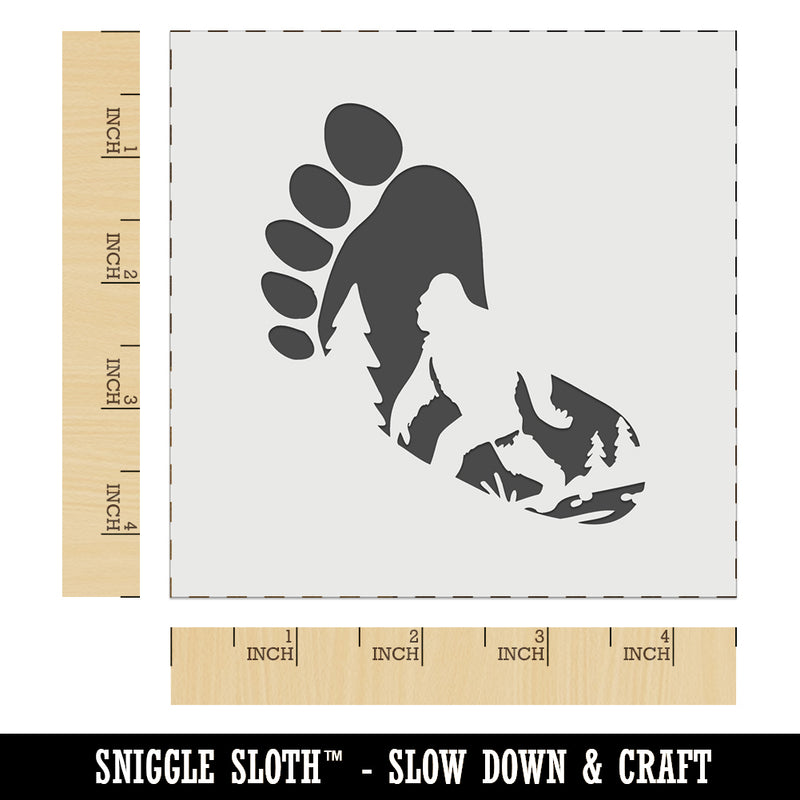 Bigfoot Sasquatch Silhouette in Footprint Wall Cookie DIY Craft Reusable Stencil