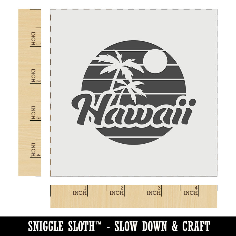 Hawaii Sunset Text with Palm Trees Wall Cookie DIY Craft Reusable Stencil