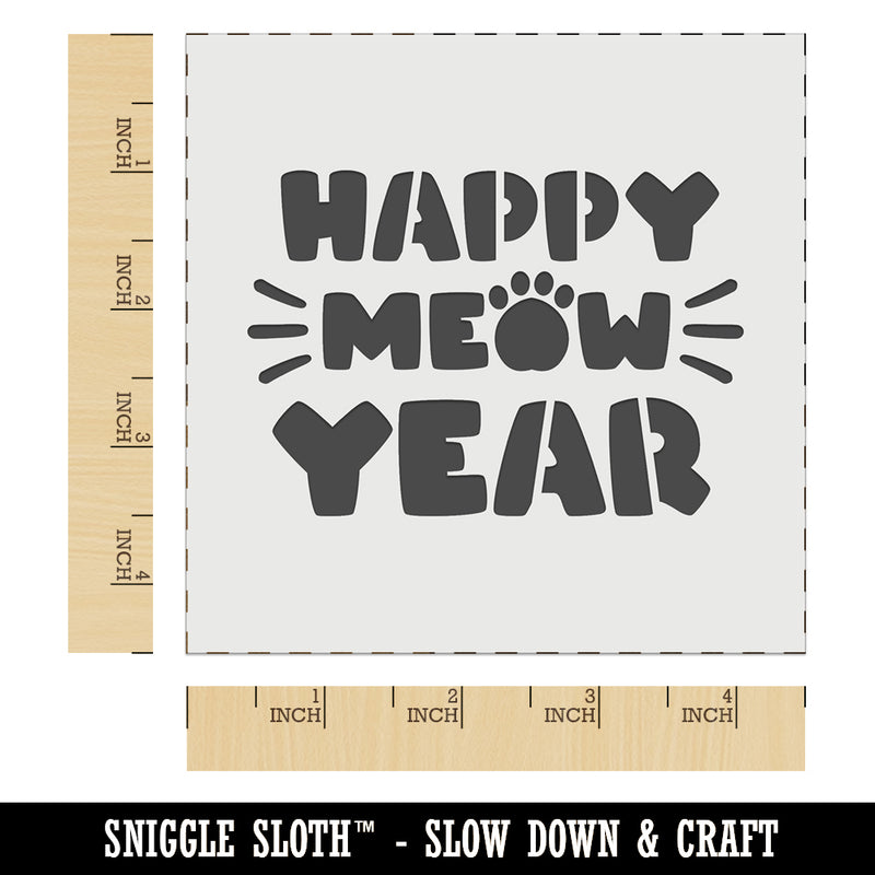 Happy Meow New Year Cat Funny Wall Cookie DIY Craft Reusable Stencil