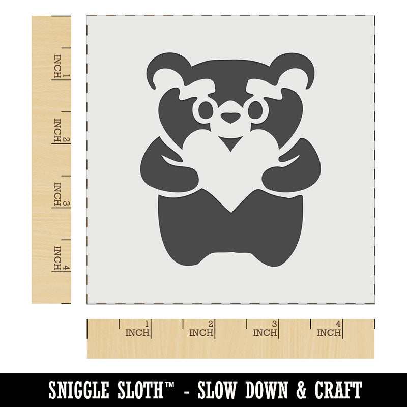 Cautious Bear with Heart in Hands Wall Cookie DIY Craft Reusable Stencil