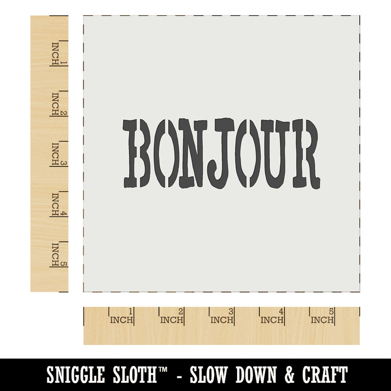 Bonjour Hello Fun Text Wall Cookie DIY Craft Reusable Stencil