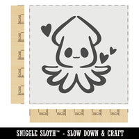 Cute Kawaii Squid with Hearts Sea Life Tentacles Wall Cookie DIY Craft Reusable Stencil