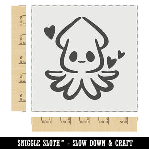 Cute Kawaii Squid with Hearts Sea Life Tentacles Wall Cookie DIY Craft Reusable Stencil