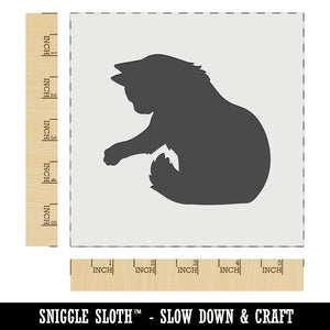 Fluffy Cat Kitten Hitting Something with Paw Claw Wall Cookie DIY Craft Reusable Stencil