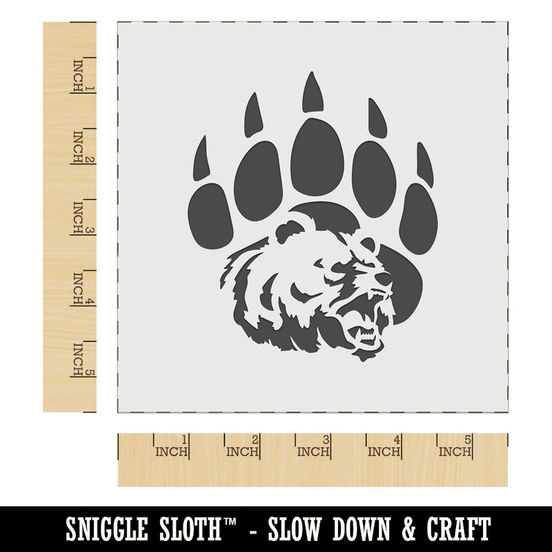 Grizzly Bear Head in Claw Paw Wall Cookie DIY Craft Reusable Stencil