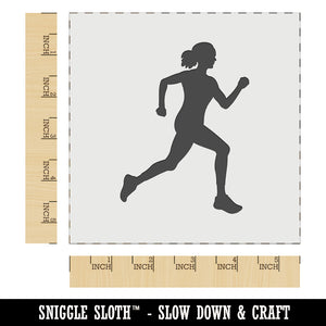 Woman Running Marathon Cardio Exercise Wall Cookie DIY Craft Reusable Stencil