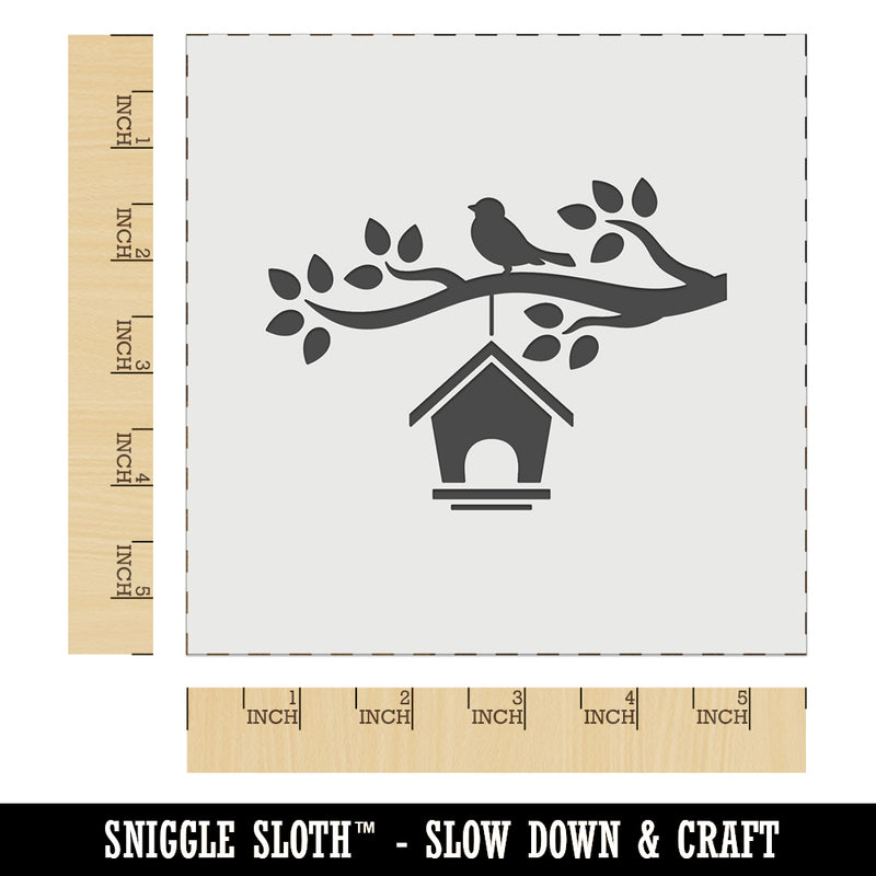 Bird House on Tree Branch Wall Cookie DIY Craft Reusable Stencil