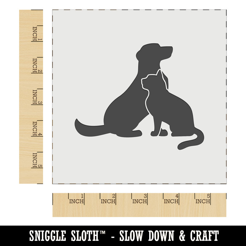 Cat and Dog Sitting Together Pet Wall Cookie DIY Craft Reusable Stencil