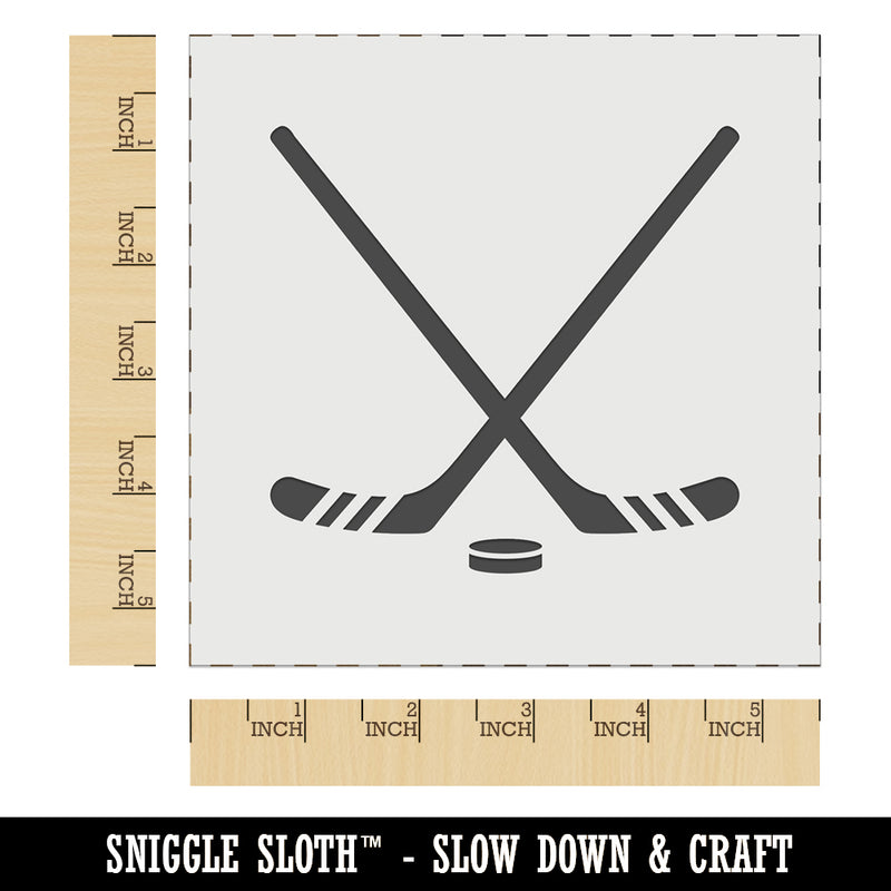 Crossed Hockey Sticks with Puck Wall Cookie DIY Craft Reusable Stencil