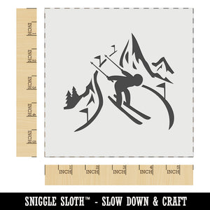 Skier Skiing Down Mountain Slopes Wall Cookie DIY Craft Reusable Stencil