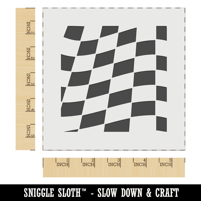 Waving Racing Checkered Flag Pattern Wall Cookie DIY Craft Reusable Stencil
