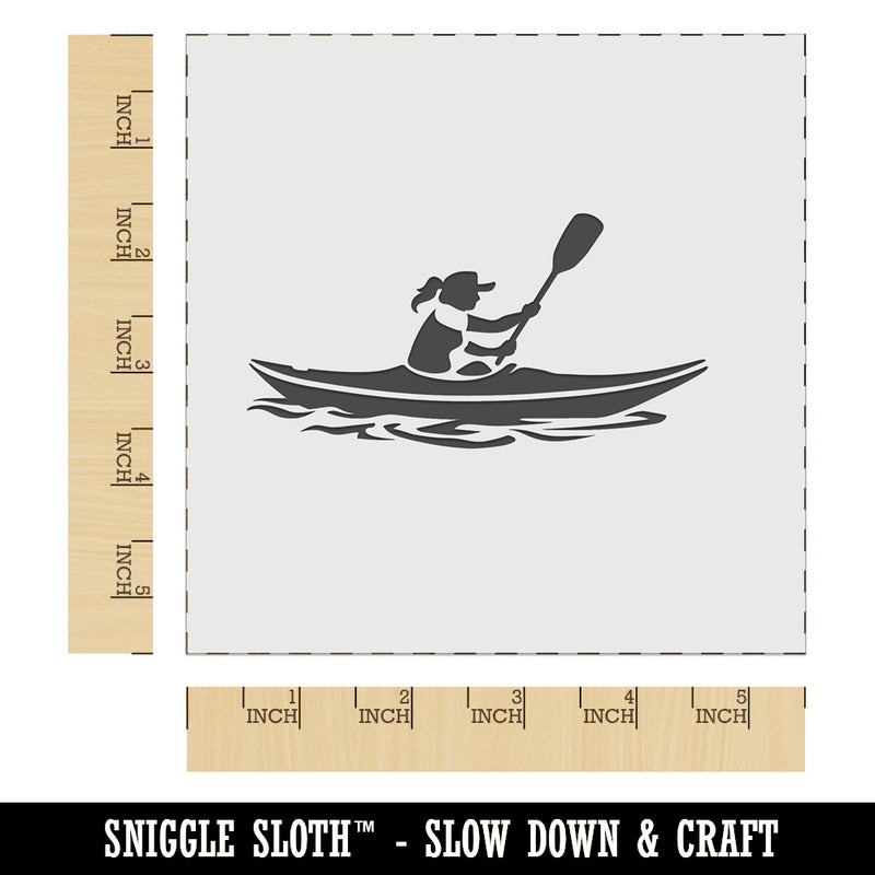 Woman Paddling Kayak Side View Wall Cookie DIY Craft Reusable Stencil