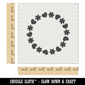 Cute Flower and Heart Circle Frame Wall Cookie DIY Craft Reusable Stencil