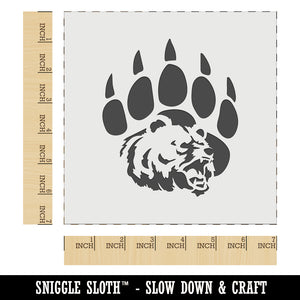 Grizzly Bear Head in Claw Paw Wall Cookie DIY Craft Reusable Stencil