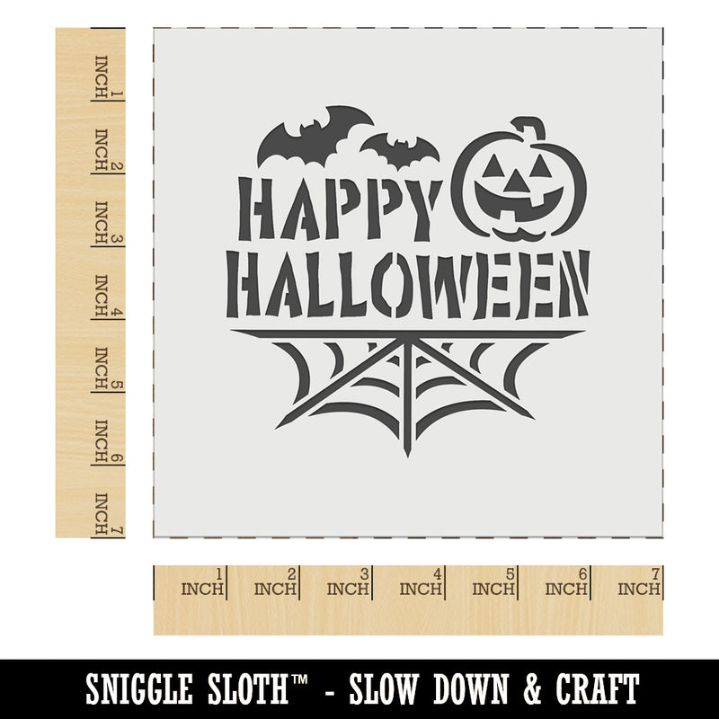 Happy Halloween Bats Spider Web Jack-O'-Lantern  Wall Cookie DIY Craft Reusable Stencil