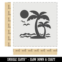 Palm Tree Tropical Island Sun Waves Wall Cookie DIY Craft Reusable Stencil