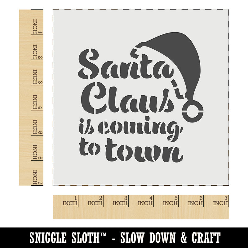 Santa Claus is Coming to Town Christmas Wall Cookie DIY Craft Reusable Stencil