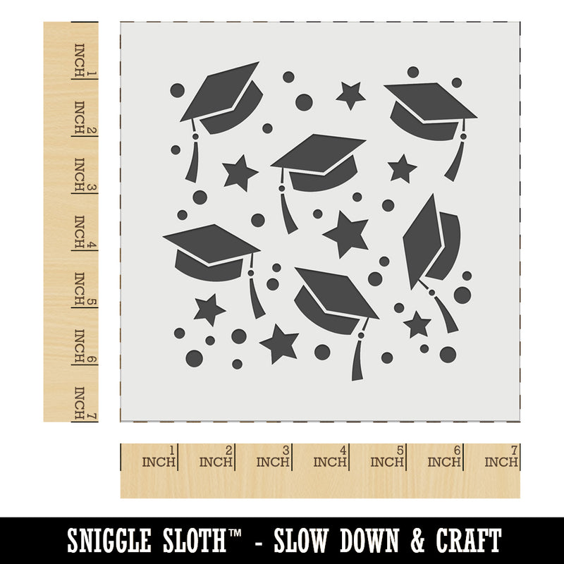 Graduation Caps Repeating Pattern Wall Cookie DIY Craft Reusable Stencil