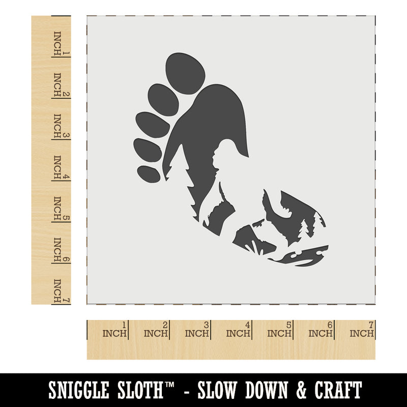 Bigfoot Sasquatch Silhouette in Footprint Wall Cookie DIY Craft Reusable Stencil