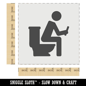 Person Sitting on Toilet with Phone Restroom Pooping Wall Cookie DIY Craft Reusable Stencil