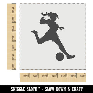 Soccer Player Woman Kicking Ball Association Football Wall Cookie DIY Craft Reusable Stencil