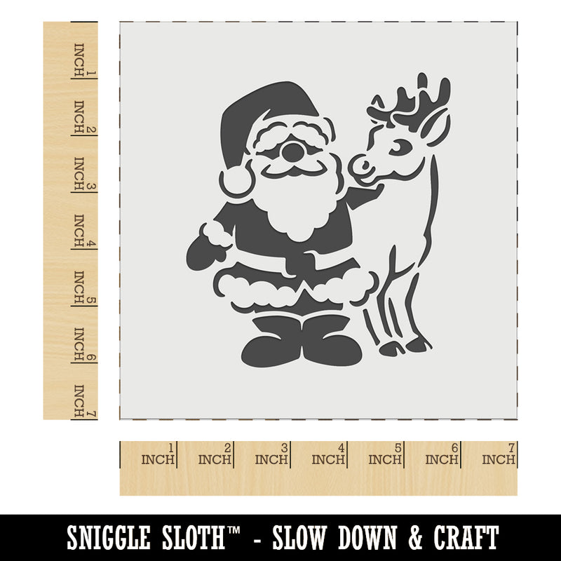 Santa Claus Standing with Reindeer Christmas Wall Cookie DIY Craft Reusable Stencil