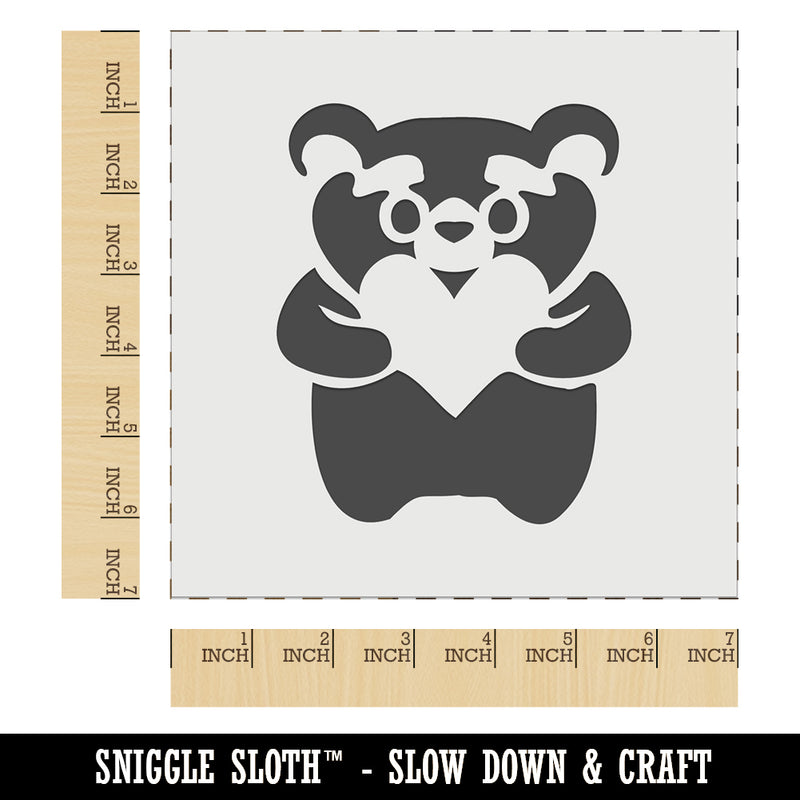 Cautious Bear with Heart in Hands Wall Cookie DIY Craft Reusable Stencil