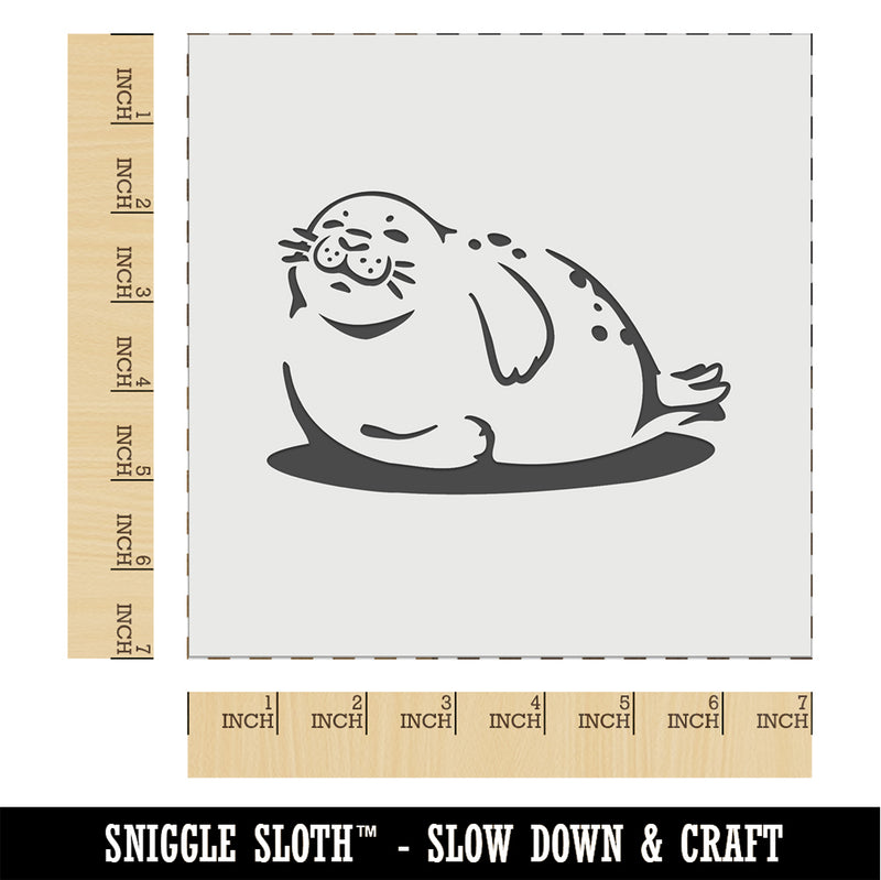 Chubby Happy Seal Basking on Side Wall Cookie DIY Craft Reusable Stencil