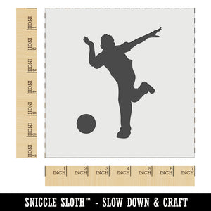 Man Bowler Bowling Ball Front View Wall Cookie DIY Craft Reusable Stencil