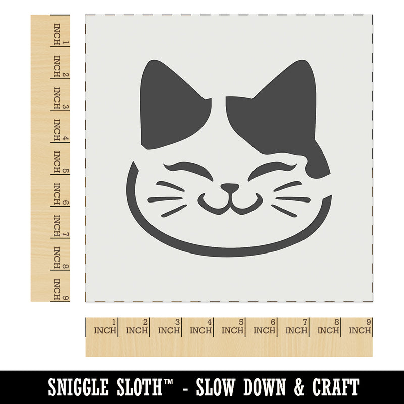 Happy Spotted Cat Face Wall Cookie DIY Craft Reusable Stencil