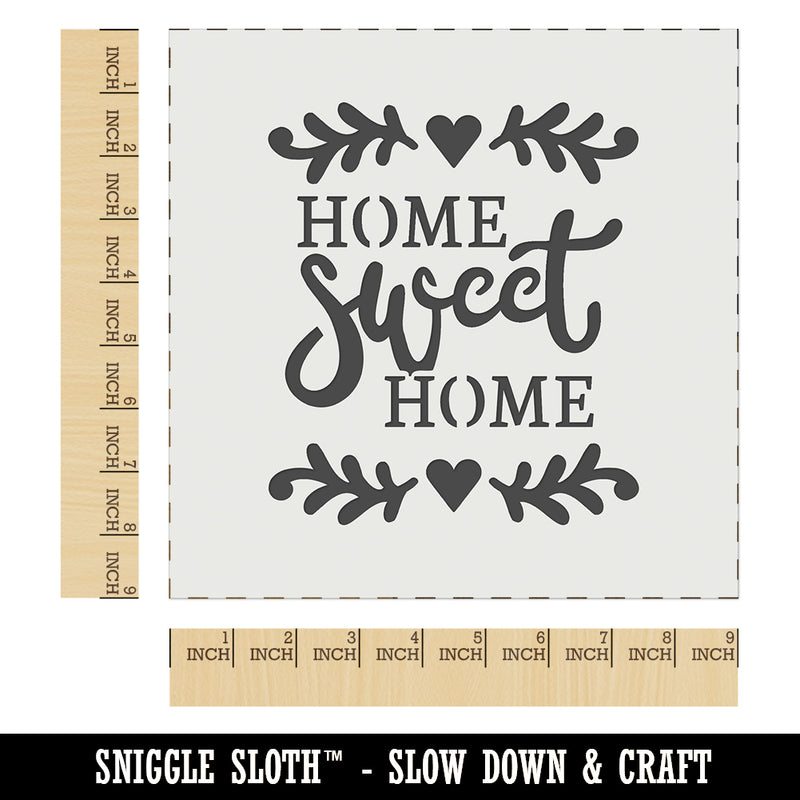 Home Sweet Home with Floral Hearts Wall Cookie DIY Craft Reusable Stencil