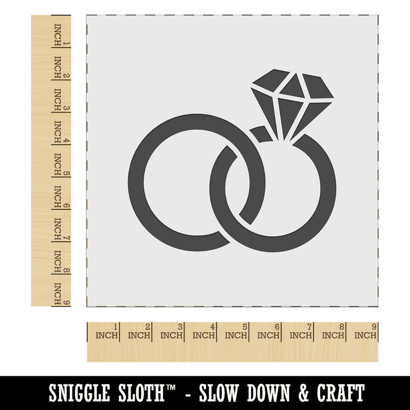 Wedding Rings with Diamond Overlapping Wall Cookie DIY Craft Reusable Stencil