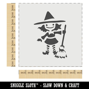 Cute Young Halloween Witch with Broom and Hat Wall Cookie DIY Craft Reusable Stencil