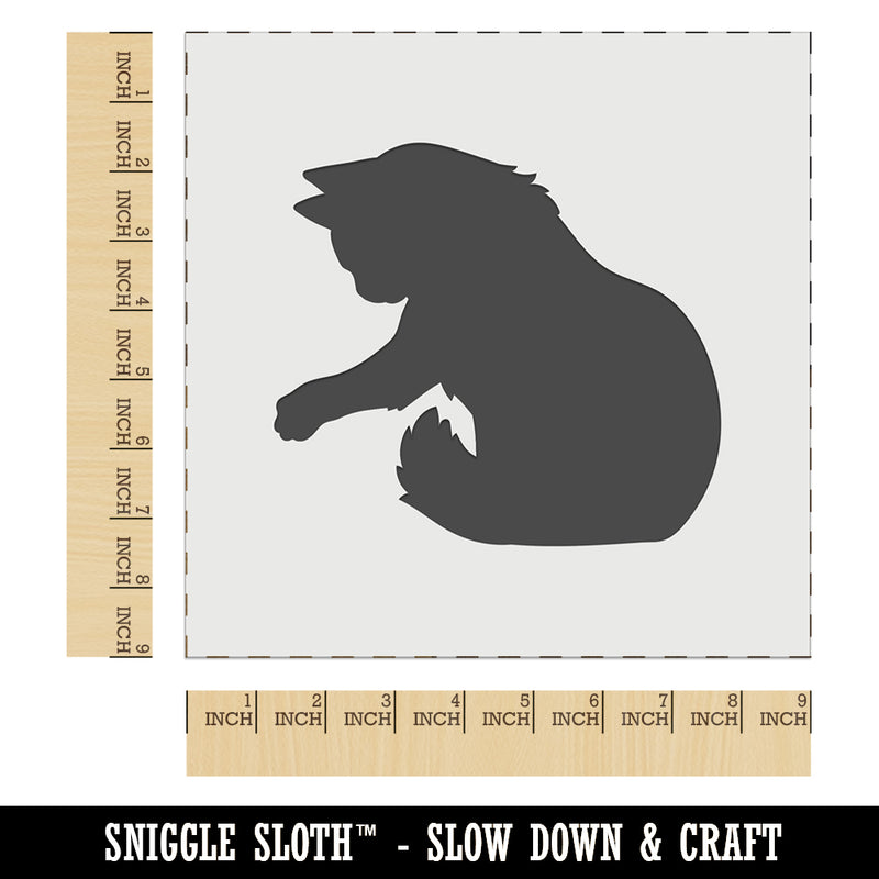 Fluffy Cat Kitten Hitting Something with Paw Claw Wall Cookie DIY Craft Reusable Stencil