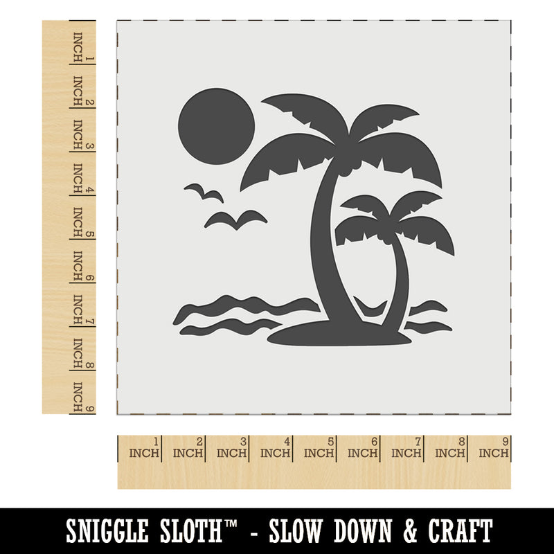 Palm Tree Tropical Island Sun Waves Wall Cookie DIY Craft Reusable Stencil