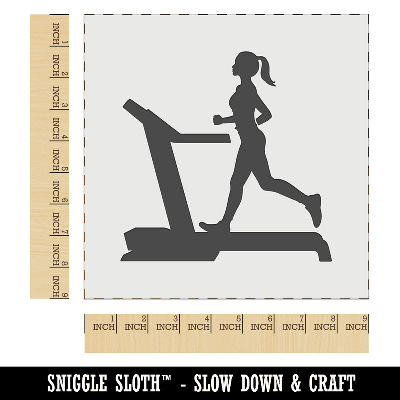 Woman Running on Treadmill Cardio Workout Gym Wall Cookie DIY Craft Reusable Stencil