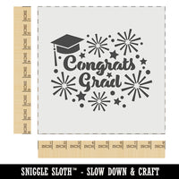 Congrats Grad Graduate Graduation Cap Fireworks Stars Wall Cookie DIY Craft Reusable Stencil