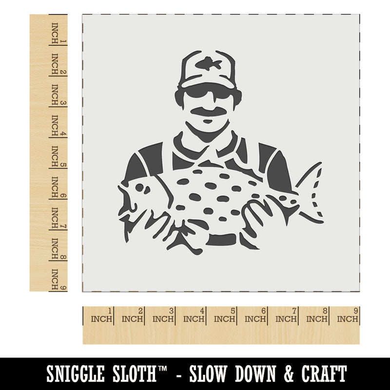 Fisherman Holding Fish Catch Wall Cookie DIY Craft Reusable Stencil