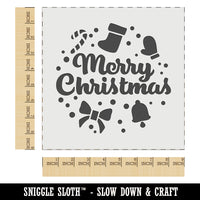 Merry Christmas Holiday Elements Wall Cookie DIY Craft Reusable Stencil