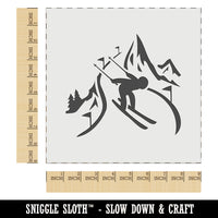 Skier Skiing Down Mountain Slopes Wall Cookie DIY Craft Reusable Stencil