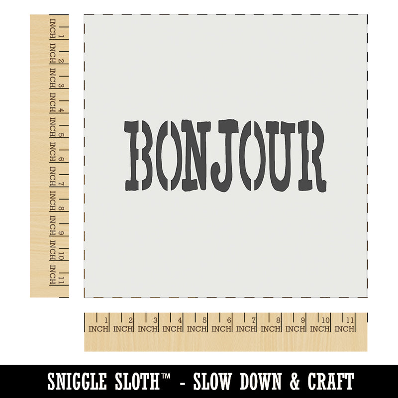 Bonjour Hello Fun Text Wall Cookie DIY Craft Reusable Stencil