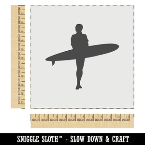 Surfer Surfing Walking with Surfboard Silhouette Wall Cookie DIY Craft Reusable Stencil