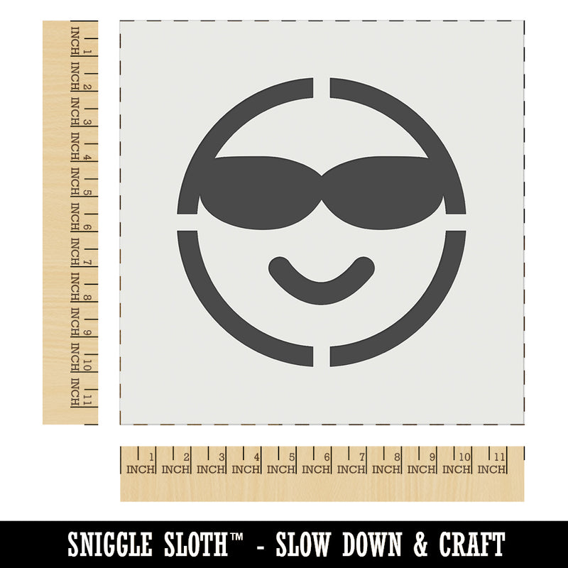 Sunglasses Cool Smile Happy Emoticon Wall Cookie DIY Craft Reusable Stencil