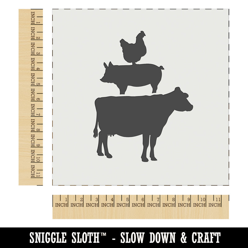 Chicken Pig Cow Stacked Wall Cookie DIY Craft Reusable Stencil