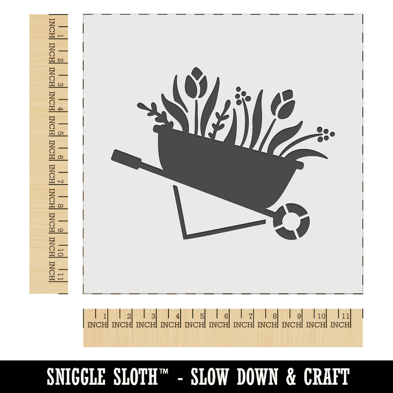 Darling Wheelbarrow Spring Summer Flowers Gardening Wall Cookie DIY Craft Reusable Stencil