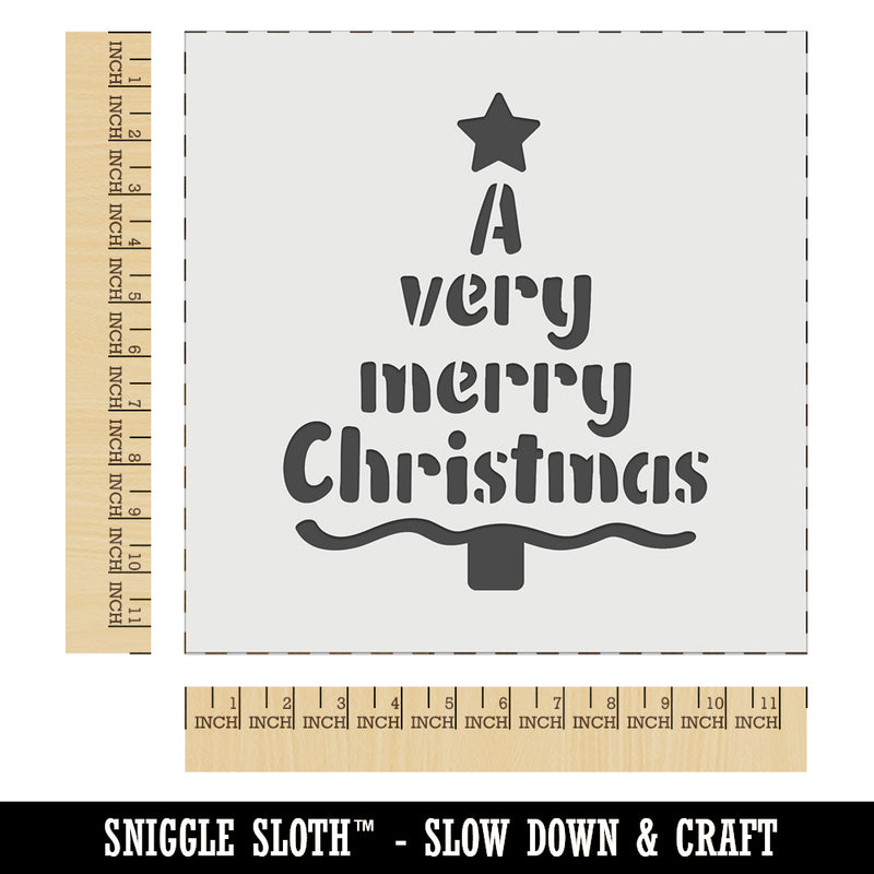 A Very Merry Christmas Tree Wall Cookie DIY Craft Reusable Stencil