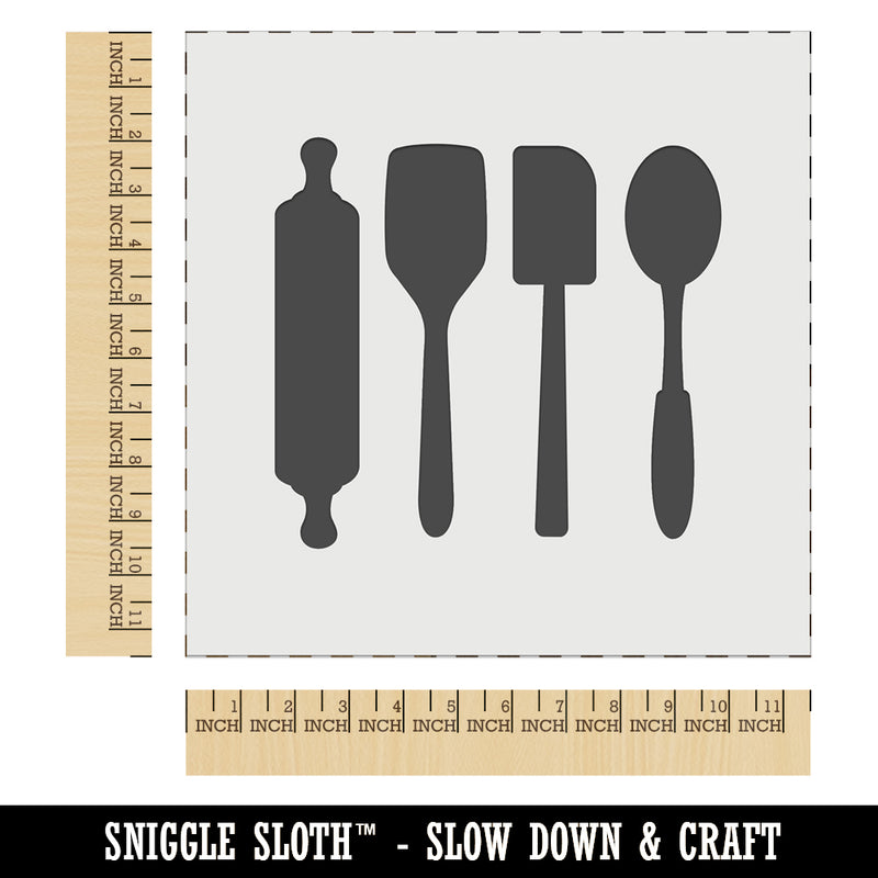 Kitchen Utensils Baking Cooking Wall Cookie DIY Craft Reusable Stencil