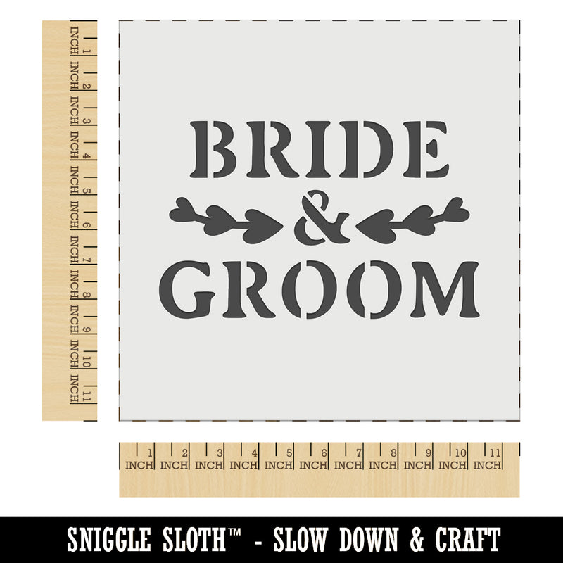 Bride & Groom Heart Leaf Details Wall Cookie DIY Craft Reusable Stencil