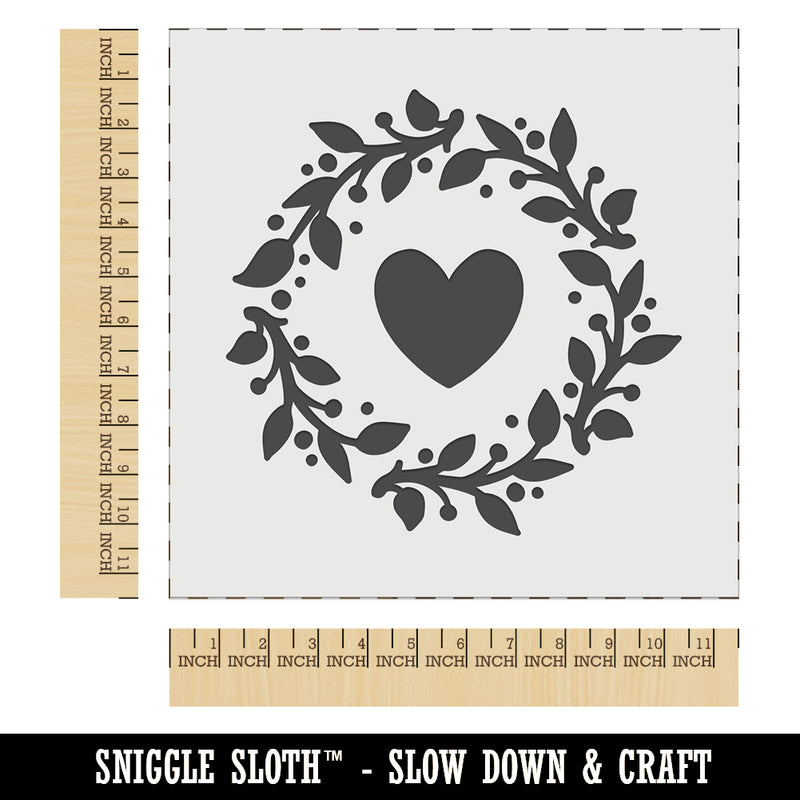 Foliage Wreath with Heart Center Wall Cookie DIY Craft Reusable Stencil